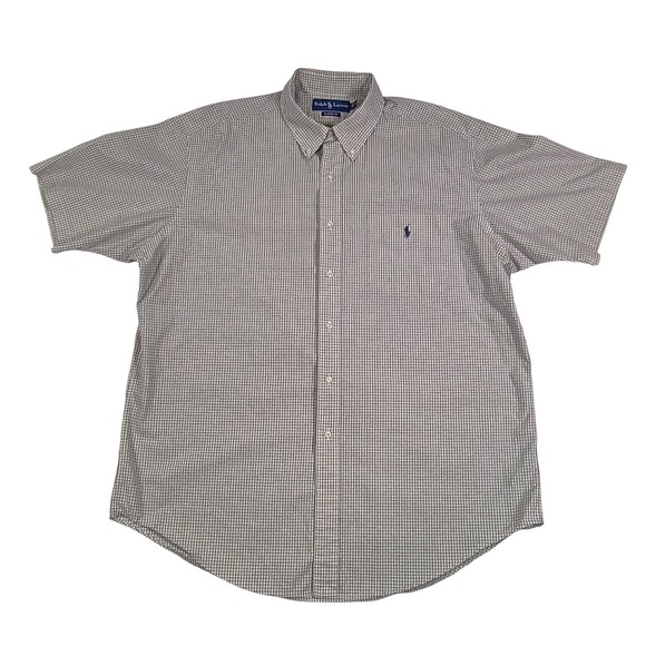 Ralph Lauren Mens Classic Fit Yellow Blue Gingham Checkered Button Down Shirt XL - Picture 2 of 9